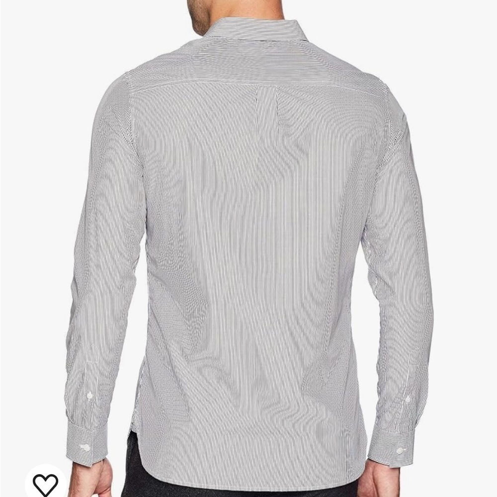 Calvin Klein | Extra-Fine Pinstripe Man Tailored Shirt in White/Black (S) - Picture 3 of 13